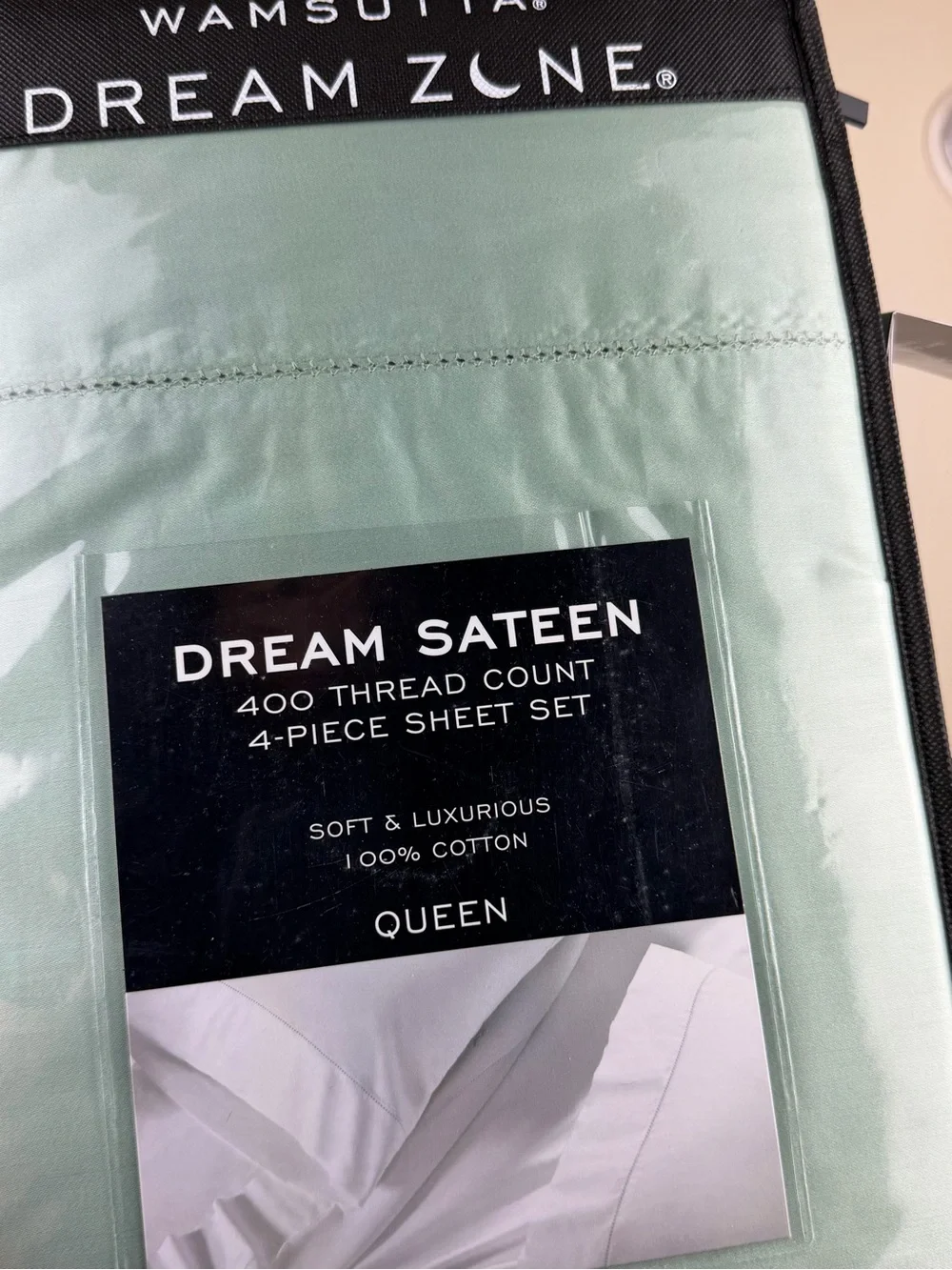 Wamsutta Dream Zone Sateen Blue 400 TC 4 Piece Queen Cotton Sheet Set